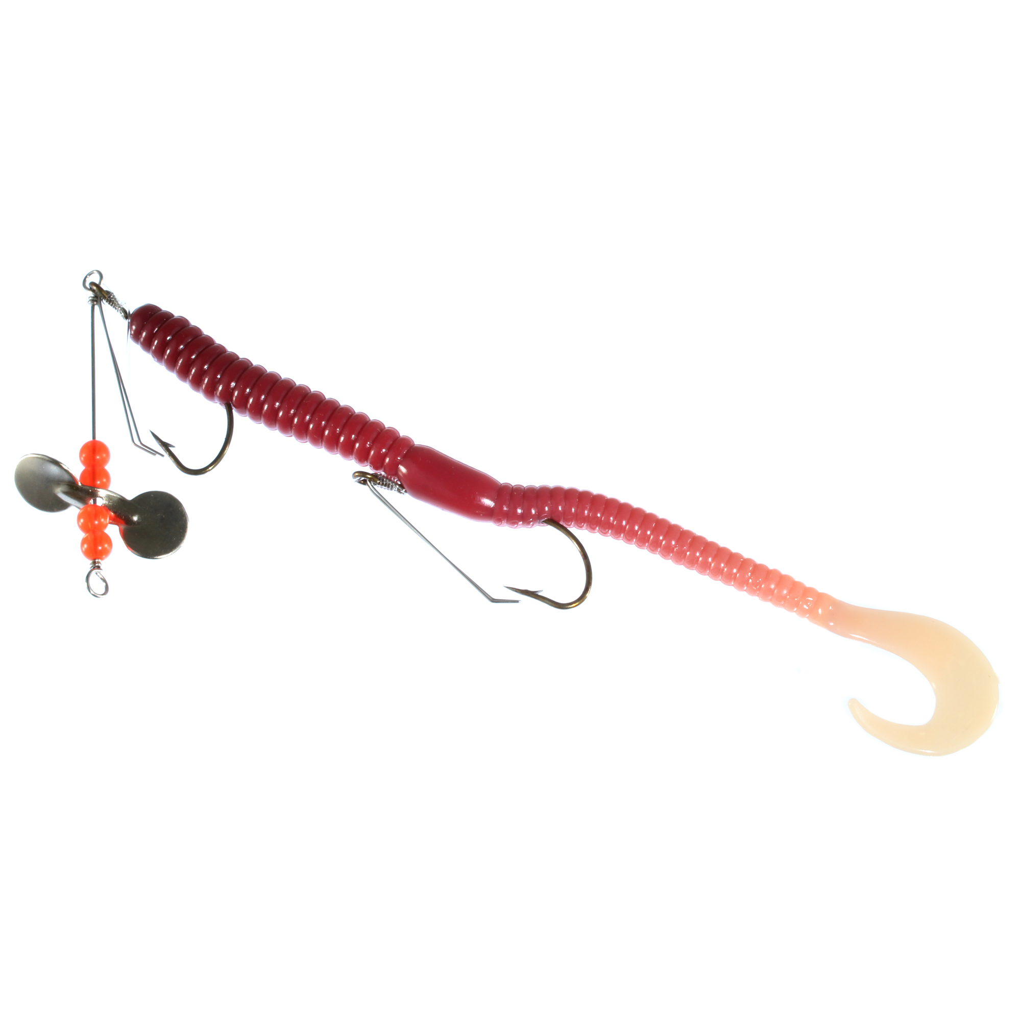 Creme Lure Pre-Rigged Weedless 6 Clear Red Scoundrel Bass Fishing Worm.