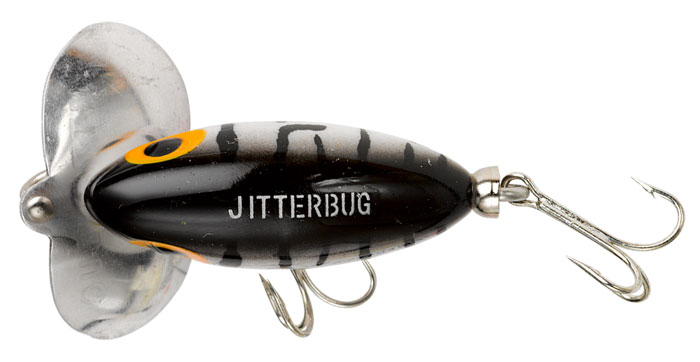 Arbogast Jitterbug Clicker Fishing Lure- Black - 2 in