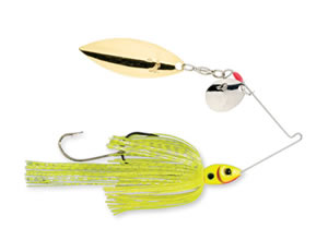 Nichols Lures Pulsator Metal Flake Double Willow Spinnerbait, White/Chartreuse, 3/8-Ounce, Green